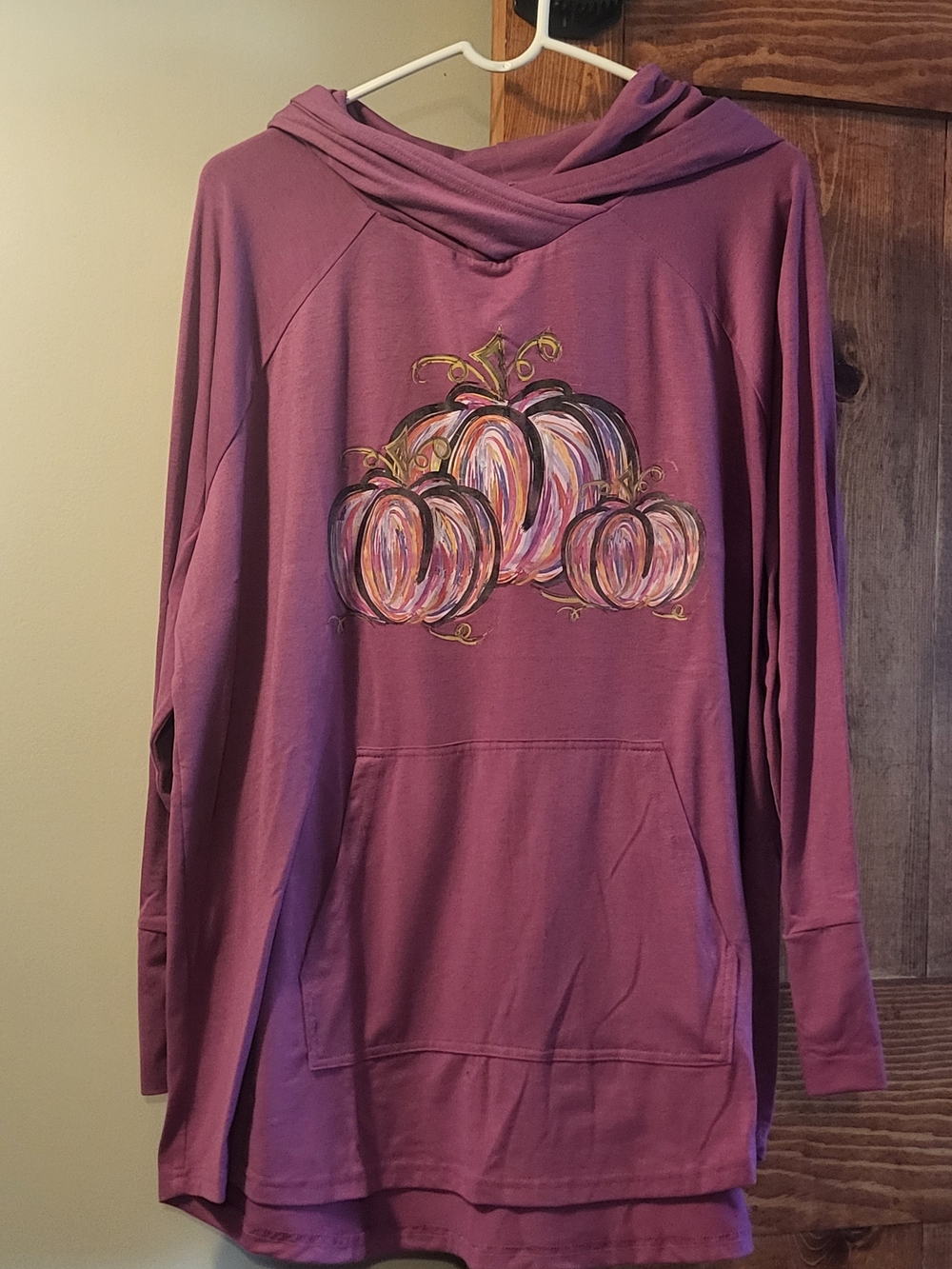 Lularoe Amber- Mauve/Pink Pullover Hoodie with Pumpkin Graphic